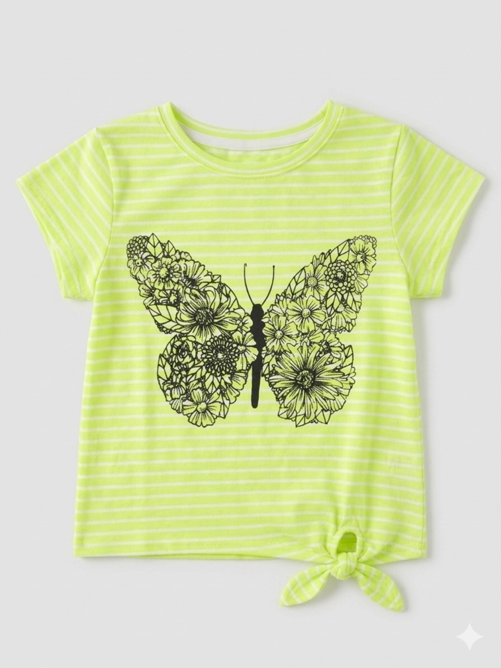 Appaman Neon Yellow Striped Butterfly Tie-Knot Tee